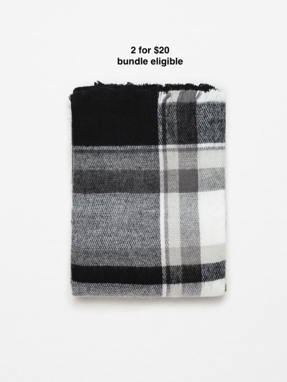 Zara Plaid Checked Oversized Blanket Scarf in Black Grey and White